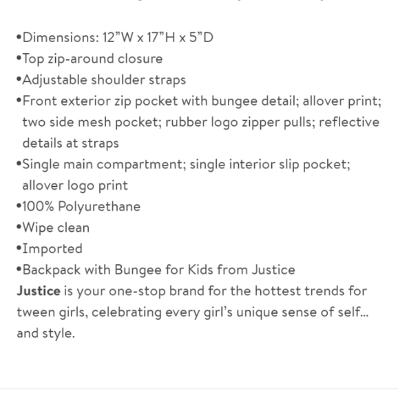 New Justice Backpack with Bungee - Picture 4 of 4